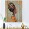 Designart - Portrait of Afro American Woman With Turban III - Modern Print on Natural Pine Wood
